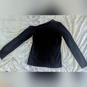 Black Asymmetric Long Sleeve Top